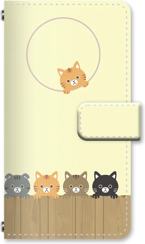 柵の猫たちの手帳型ケース