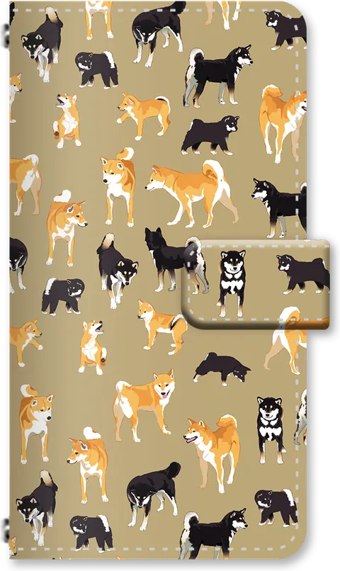柴犬総柄デザインの手帳型ケース