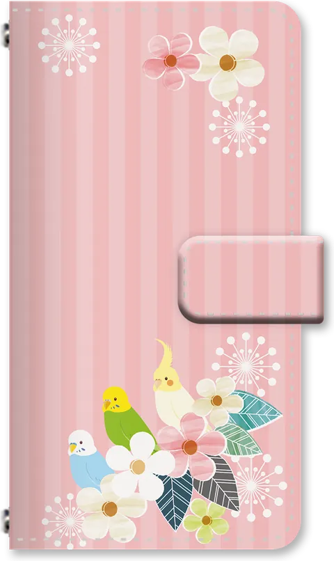花鳥柄の手帳型ケース