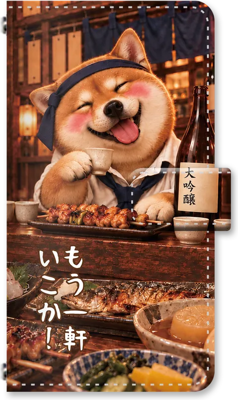 ほろ酔い動物の手帳型ケース