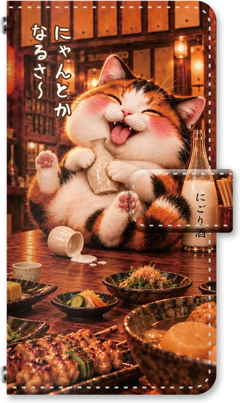 ほろ酔い動物の手帳型ケース