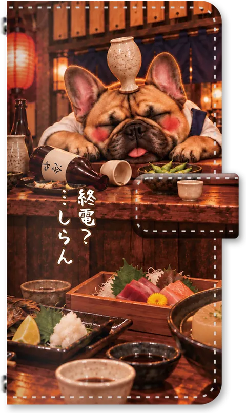 ほろ酔い動物の手帳型ケース