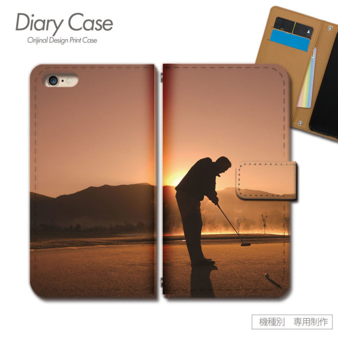 スマホケース手帳型カバーiphoneXPERIAGalaxyAQUOSゴルフスポーツクラブパター