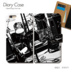 スマホケース手帳型カバーiphoneXPERIAGalaxyAQUOS音楽楽器音符バンドギタードラム