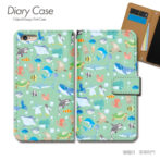 スマホケース手帳型カバーiphoneXPERIAGalaxyAQUOS動物水族館ペンギンエイイルカ